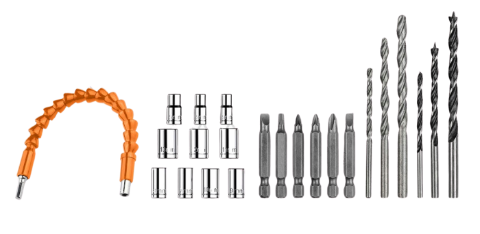 Аккумуляторный шуруповерт ABRAMS вместе с набором бит сверл и головок в пластиковом кейсе с 2 АКБ 24V/5Ah