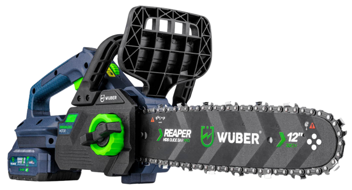 Акумуляторна ланцюгова пила WUBER з  шиною розмір 30 см для обрізки дерев та гілок в пластиковому кейсі із 2 АКБ 48V/5Ah