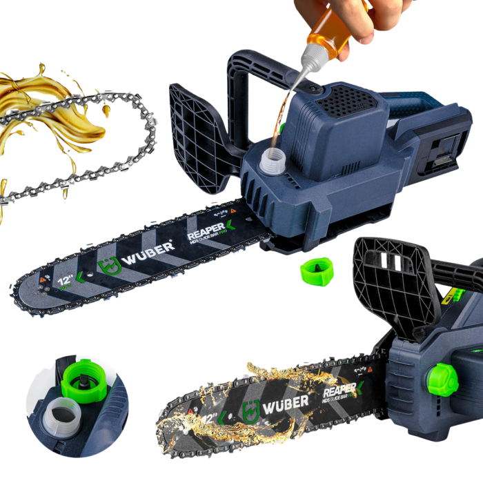 Акумуляторна ланцюгова пила WUBER з  шиною розмір 30 см для обрізки дерев та гілок в пластиковому кейсі із 2 АКБ 48V/5Ah