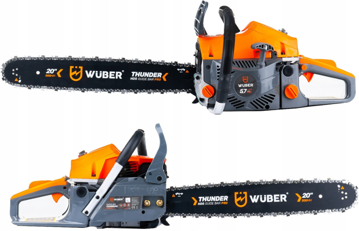 Цепная бензиновая Wuber пила с двухтактным двигателем для обрезки деревьев и веток 4.5 л.с. 1 цепь и 1 шина 40 см