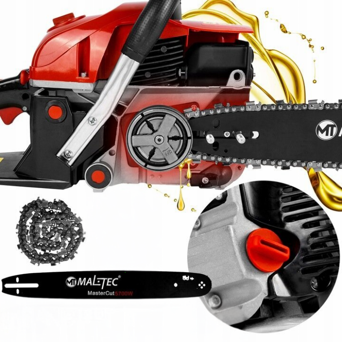 Цепная бензопила Maltec пила с 2-тактным двигателем для обрезки деревьев и веток (1 цепь и 1 шина 40 см)