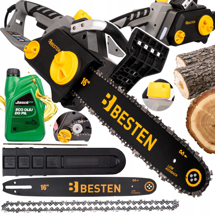 Сетевая цепная пила BESTEN электрическая сетевая с безключевой натяжкой шина 36 см для обрезки веток и деревьев 2.2 кВт