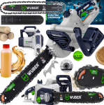 Сетевая цепная пила WUBER электрическая проводная с безключевой натяжкой шина 36 см для обрезки веток и деревьев