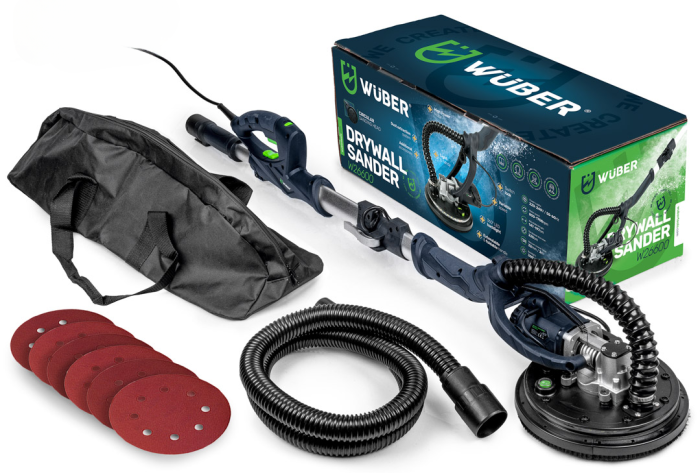 Сетевая шлифмашинка жираф для штукатурки потолков и стен с диодной подсветкой WUBER Giraffe диск 225 мм