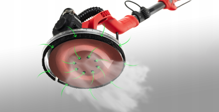 Мережева шліфмашинкажираф для штукатурки стель та стін Lehmann з діодним підсвічуванням шліфувальний диск 225 мм потужністю 2420 В