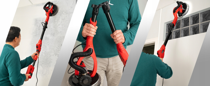 Сетевая шлифмашинка жираф для штукатурки потолков и стен Lehmann с диодной подсветкой шлифовальный диск 225 мм мощностью 2420 В