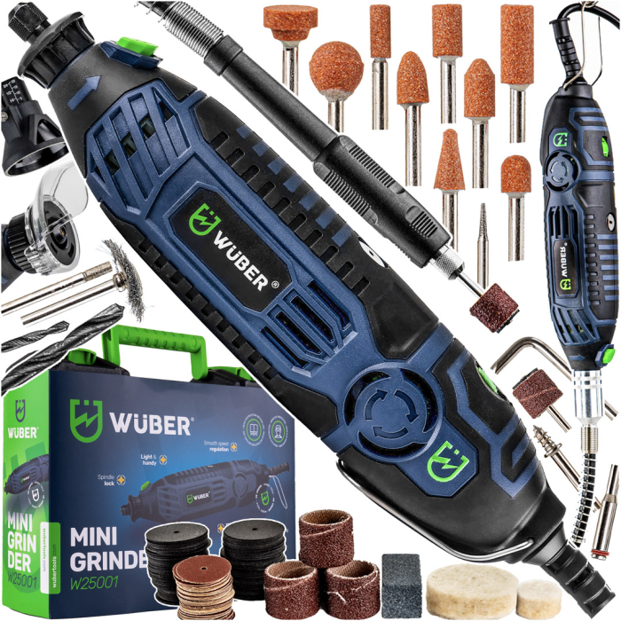 Гравер Шліфувальна машина пряма WUBER шліфмашинка гравірувальна із Гнучким Валом + насадки 300 шт