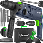 Перфоратор мережевий Wuber з патроном SDS-plus та три режими свердління в пластиковому кейсі із свердлами