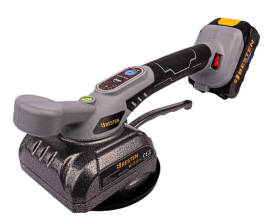 Аккумуляторная виброприсоска для плитки BESTEN BE0002855 электрическая для укладки плитки из 2 АКБ 24V/5Ah в пластиковом кейсе