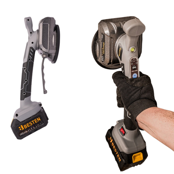 Аккумуляторная виброприсоска для плитки BESTEN BE0002855 электрическая для укладки плитки из 2 АКБ 24V/5Ah в пластиковом кейсе