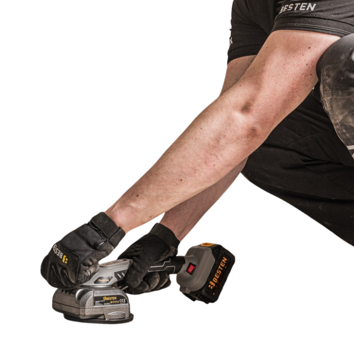 Аккумуляторная виброприсоска для плитки BESTEN BE0002855 электрическая для укладки плитки из 2 АКБ 24V/5Ah в пластиковом кейсе