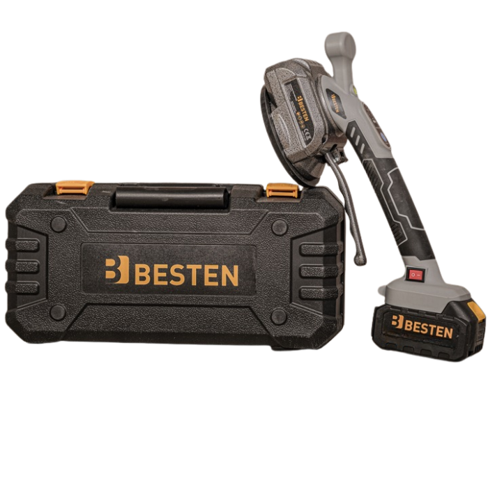 Аккумуляторная виброприсоска для плитки BESTEN BE0002855 электрическая для укладки плитки из 2 АКБ 24V/5Ah в пластиковом кейсе