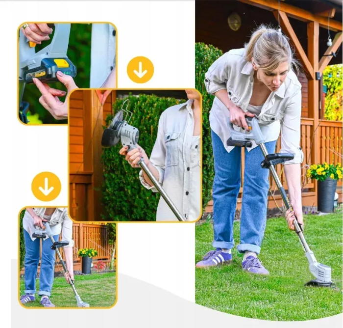 Аккумуляторный триммер BESTEN BE0002869 косилка с углом наклона головки для газона и сорняков с 2 АКБ 36V/5Ah