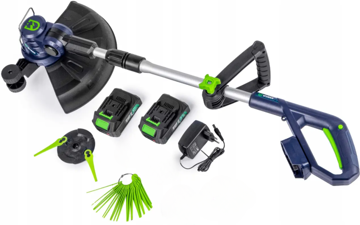 Аккумуляторный триммер WUBER косилка с углом наклона головки для газона и сорняков с 2 АКБ 36V/5Ah