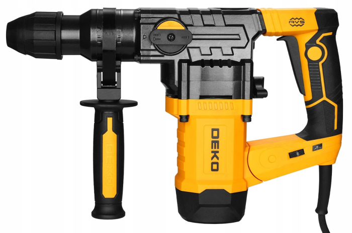 Сетевой перфоратор ударный бочковый DEKO (1155 Вт 4.5 Дж) с патроном SDS Plus в кейсе набор зубил