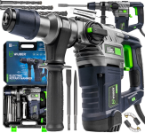 Перфоратор ударний мережевий - бочковий WUBER (1155 Вт 4.5 Дж) перфоратор із патроном SDS Plus у кейсі набір зубил