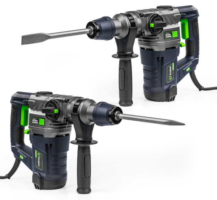 Перфоратор ударный сетевой - бочковый WUBER (1155 Вт 4.5 Дж) перфоратор с патроном SDS Plus в кейсе набор зубил