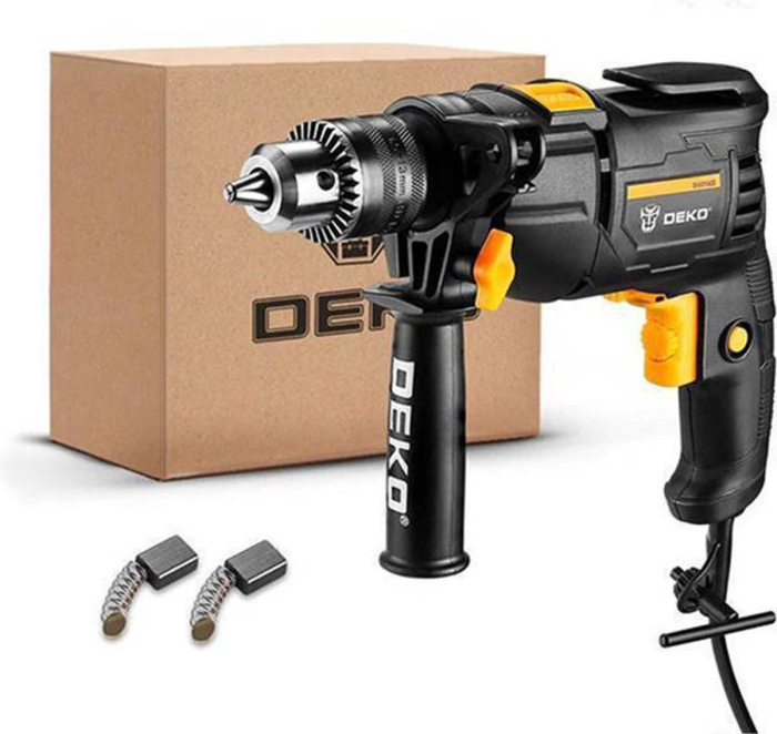 Сетевая ударная дрель DEKO 1500 вт с метеллическим зубчатым патроном регулировки оборотов 0-3000 об/мин