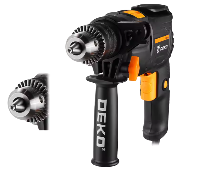 Сетевая ударная дрель DEKO 1500 вт с метеллическим зубчатым патроном регулировки оборотов 0-3000 об/мин
