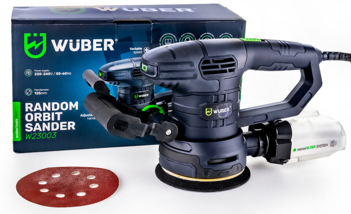 Ексцентрикова шліфмашинка Wuber 450 Вт орбітального типу із регулюванням обертів 6000-12000 об/хв