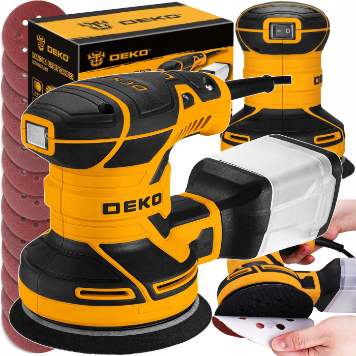 Ексцентрикова шліфмашинка DEKO 450 Вт орбітального типу із регулюванням обертів 6000-12000 об/хв