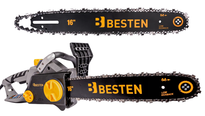 Мережева ланцюгова пила BESTEN електрична мережева з безключовим натягуванням шина 36 см для обрізки гілок і дерев 2.2 кВт