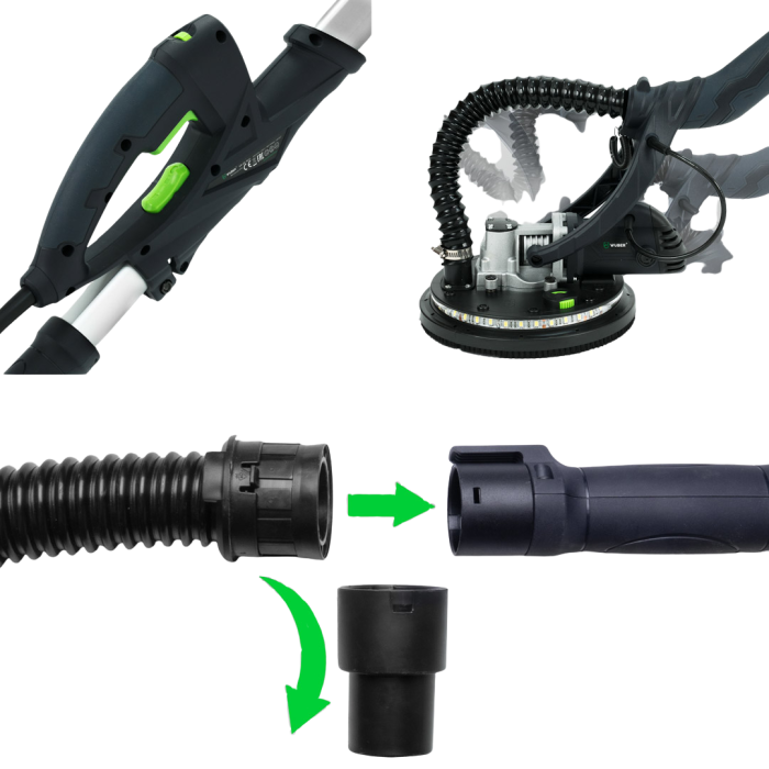 Мережева шліфмашинка жираф для штукатурки стель та стін з діодним підсвічуванням WUBER Giraffe диск 225 мм