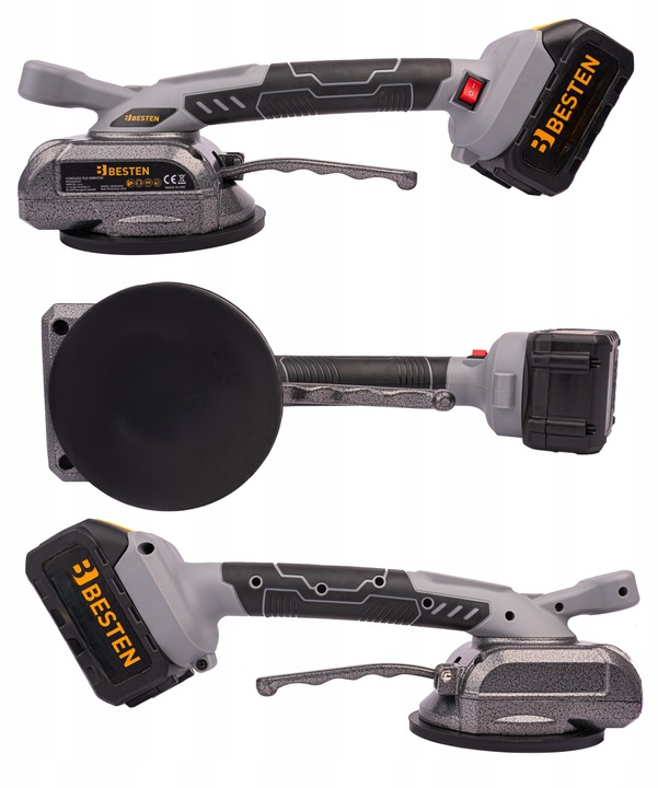 Акумуляторна віброприсоска для плитки BESTEN BE0002855 електрична  для укладання плитки із 2 АКБ 24V/5Ah в пластиковому кейсі