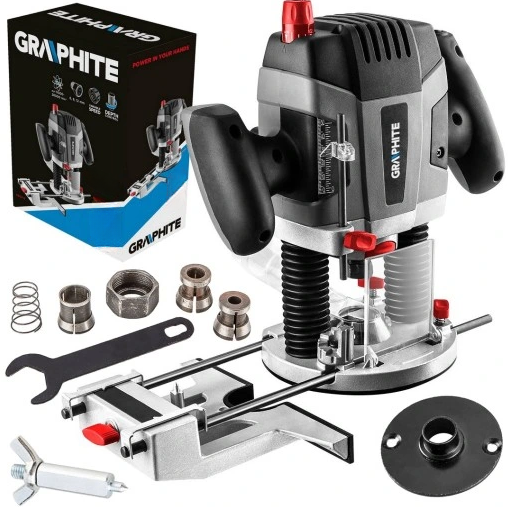 Мережевий фрезер електричний GRAPHITE із регулюванням обертів 16000-30000 об/хв потужністю 2035 Вт
