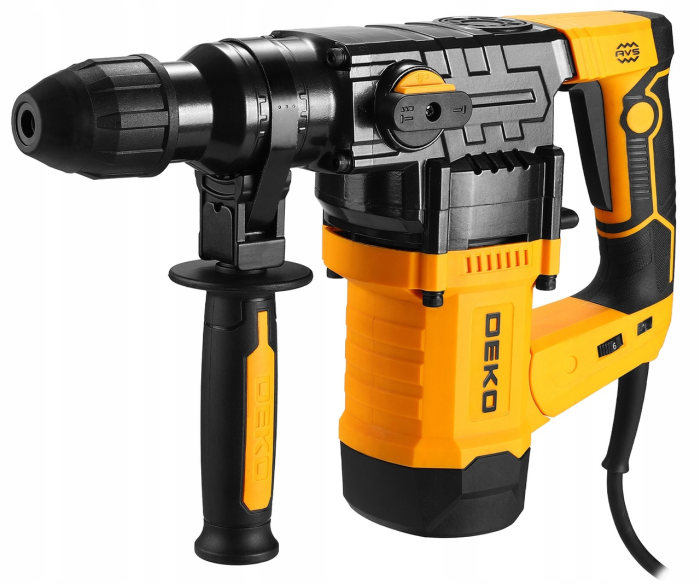 Сетевой перфоратор ударний бочковий DEKO (1155 Вт 4.5 Дж) з патроном SDS Plus у кейсі набір зубил