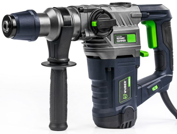 Перфоратор ударний мережевий - бочковий WUBER (1155 Вт 4.5 Дж) перфоратор із патроном SDS Plus у кейсі набір зубил