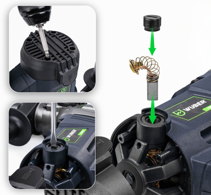 Перфоратор ударний мережевий - бочковий WUBER (1155 Вт 4.5 Дж) перфоратор із патроном SDS Plus у кейсі набір зубил